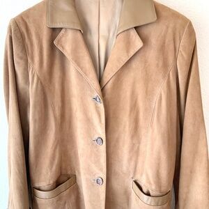 VINTAGE! Vera Pelle Italian Suede and Leather Cropped Blazer Size Medium